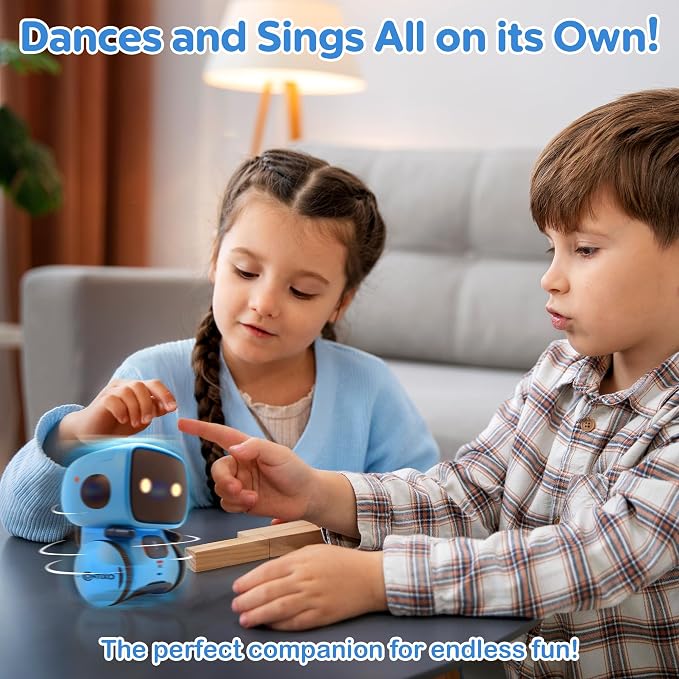 Contixo R1 Kids Robot Toy, Blue Interactive Smart Robots with Voice Control Talking Dancing Learning Touch Sensor Compact Educational Portable Toy for Boys Girls Toddlers 3-8 Years Old Birthday Gifts