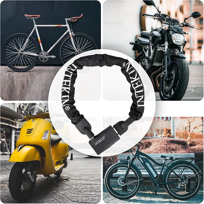 Bike Chain Lock 3FT/4FT/5FT Heavy Duty Bike Lock Anti-Theft Bicycle Chain Lock 8mm/10mm Thicker Bicycle Lock Chain Bike Lock with 3 Keys for Bike, Motorcycle