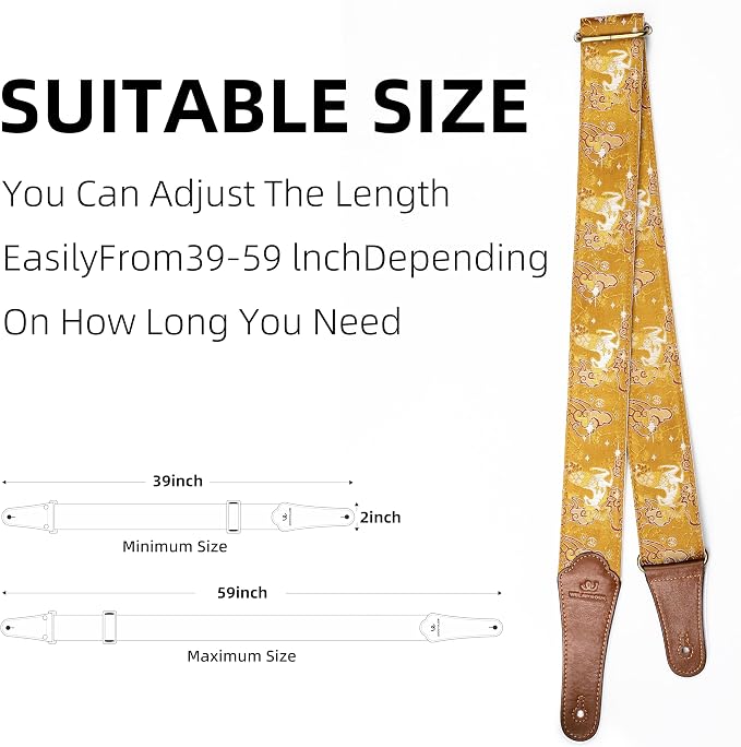 Guitar Strap, embroidery Jacquard Adjustable Guitar Straps for Acoustic/Bass/Electric Guitar, Includes Guitar Pick, Strap Button and Strap Lock, Constellation Gift (Capricorn)