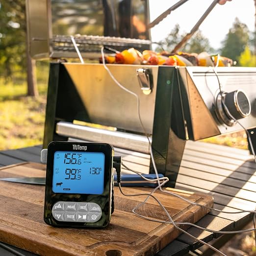 Taylor TruTemp Dual Probe Wired Programmable Meat & Food Thermometer, Digital, Monitor Two Dishes, Baking, Grilling, Roasting, User-Friendly, Backlit, Gray