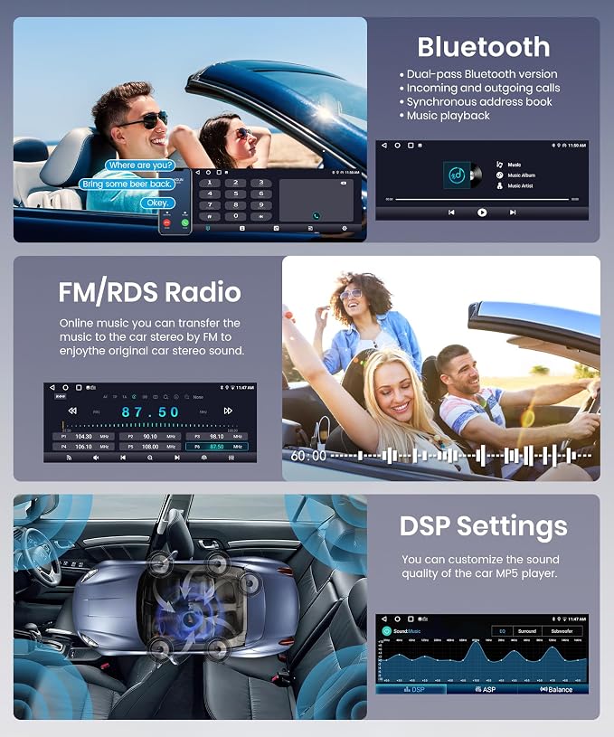 2G+64G Android Single Din Car Radio Stereo, Wireless CarPlay Android Auto, 5G WiFi GPS, 6.9 inch IPS HD Touchscreen Radio, Bluetooth DSP, AHD Backup Camera, FM/RDS SWC, USB Type-C Charging