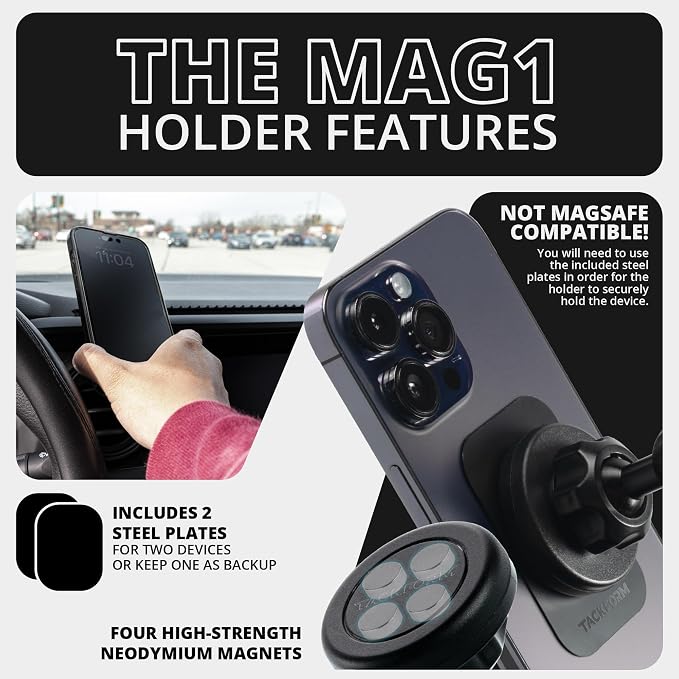 Tackform Link Vent Phone Mount Compatible with 2016-2023 Toyota Tacoma and 2014-2021 Toyota Tundra | Aluminum | Zero Slip | Universal Magnetic Phone Holder | 2" Arm | Pink | (NOT MAGSAFE Compatible)