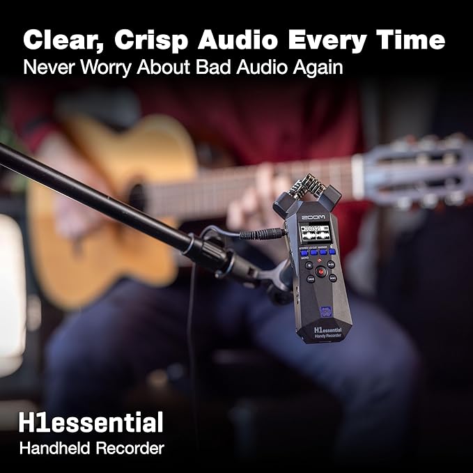 Zoom H1 Essential Handheld Recorder for Musicians, Podcasters & Filmmakers with Stereo Microphones, 32-Bit Float, USB Microphone Mode