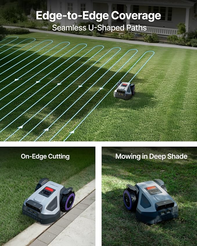 ANTHBOT M5 Robot Lawn Mower with Garage 1/8 Acre, Dual Vision+Full-Band RTK Robotic Lawnmower, No Perimeter Wire, App Control Obstacle Avoidance, 45% Slope, Cutting Height, Multi-Zone Mapping