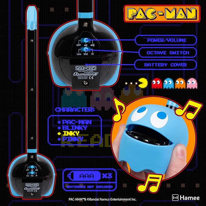 Otamatone PAC-MAN Electronic Musical Instrument Portable Synthesizer Toy from Japan by Maywa Denki – Fun Award-Winning Music Toy for Kids, Teens & Adults [English Instructions] - Inky