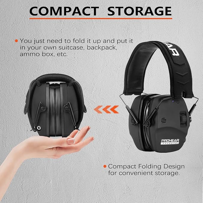 PROHEAR Ear Protection Safety Earmuffs for Shooting Noise Reduction Slim Hearing Protector
