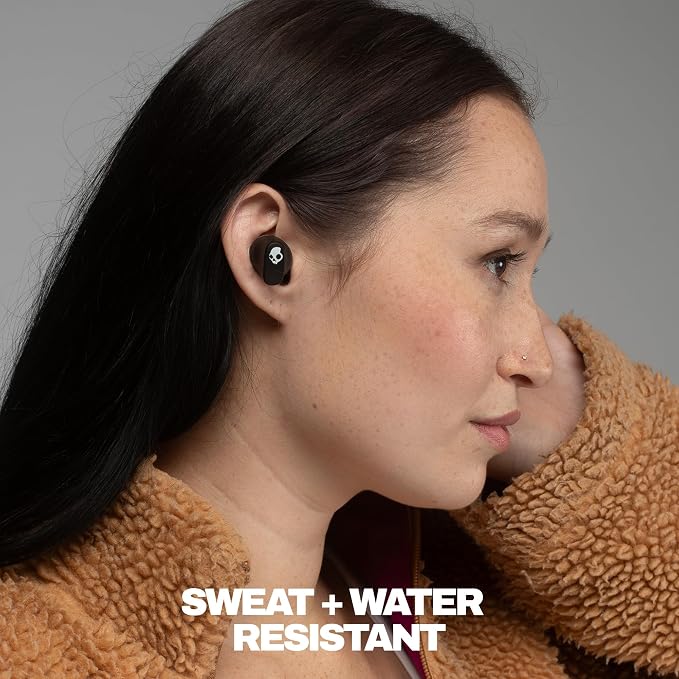 Skullcandy Smokin’ Buds 360 Wireless Earbuds, Bluetooth Headphones, Noise Isolating Fit, Up to 20 Hours Battery, IPX4 Sweat and Water Resistant, Microphone for iPhone Android - True Black