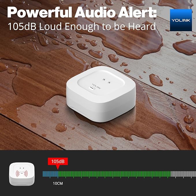 YoLink Smart Home Starter Kit: SpeakerHub & Water Leak Sensor 4 with 105dB Audio Alarm 3-Pack, SMS/Text, Email & Push Notifications, Freeze Warning, LoRa Up to 1/4 Mile Open-Air Range, w/Alexa, IFTTT