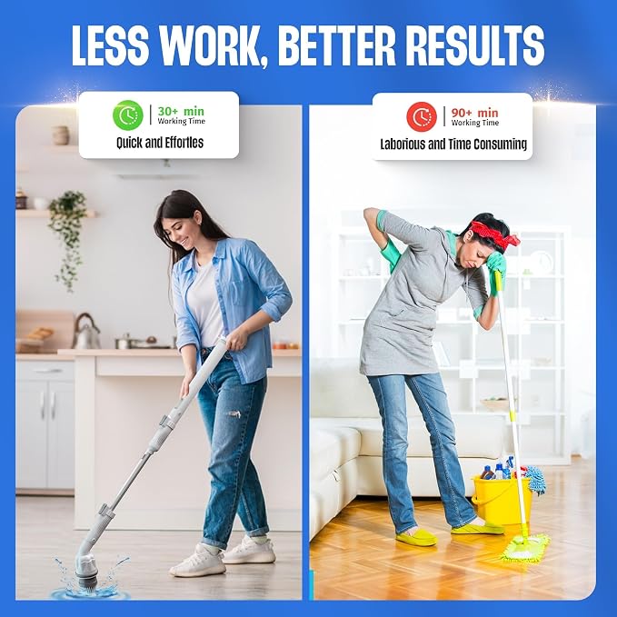 Scrubtastic Spin Scrubber, Electric Shower Scrubber – Rechargeable, Multipurpose Extendable Tile Cleaner, Bathroom, Floor & Grout Bathtub Power Scrubber with 3 Rotating Brush Heads, Improved for 2022