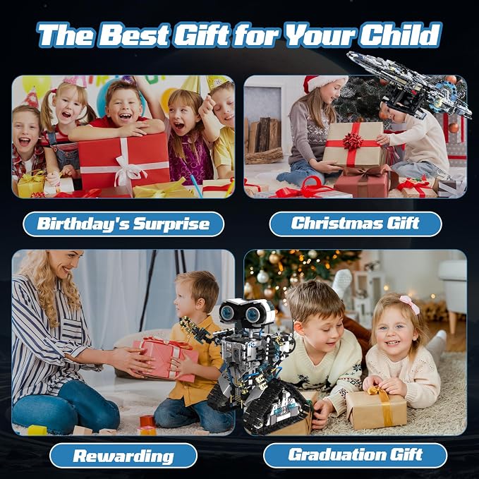 HPROMOT 2-in-1 STEM Robot Building Kit, 1468 PCS APP & Remote Control Space Robot Toys for Kids Ages 8-16, Engineering Technic Coding Robotic Kit, Educational Science Set Birthday Gift for Boys Girls