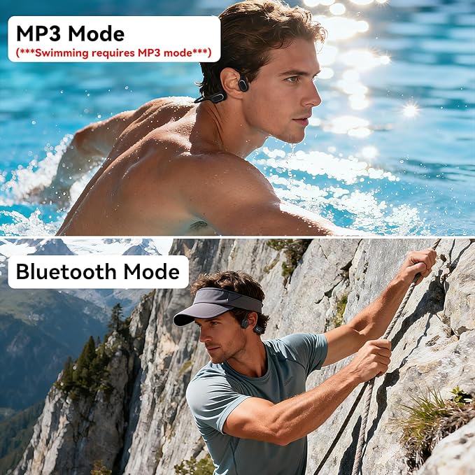 Soft Liquid Silicone Bone Conduction Swimming Headphones Underwater,IPX8 Waterproof Earbuds,Open Ear Swim Headphone with Skin-Friendly Silicone/Built-in 32G MP3-Player Earphones for Swim-Inky Black