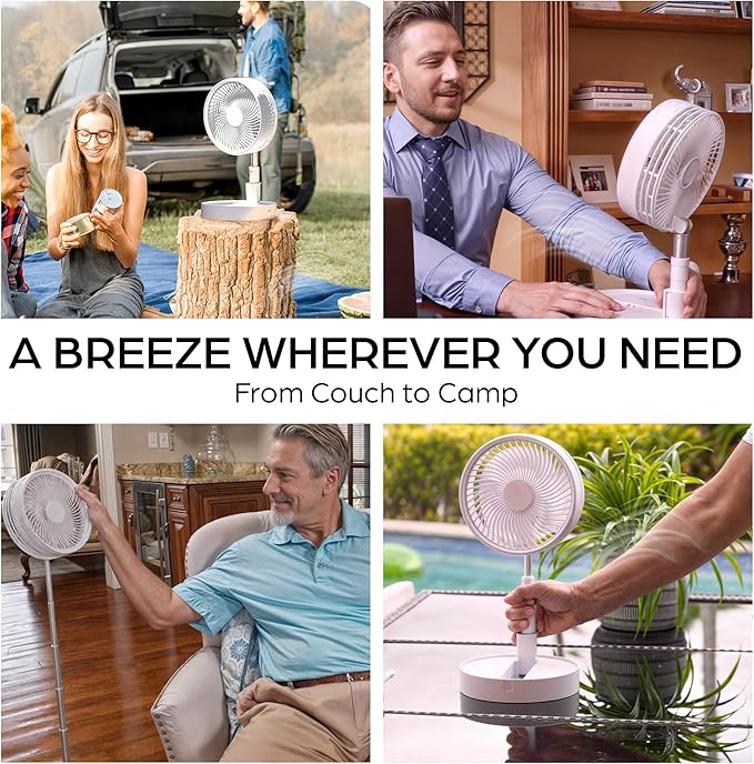 My Foldaway Rechargeable Fan Portable, Portable Fan Extends from 4-40", Travel Fan for Sleeping, Collapsible Desk Fan, Quiet, 10 Hour Battery Life, 3 Modes, As Seen on TV
