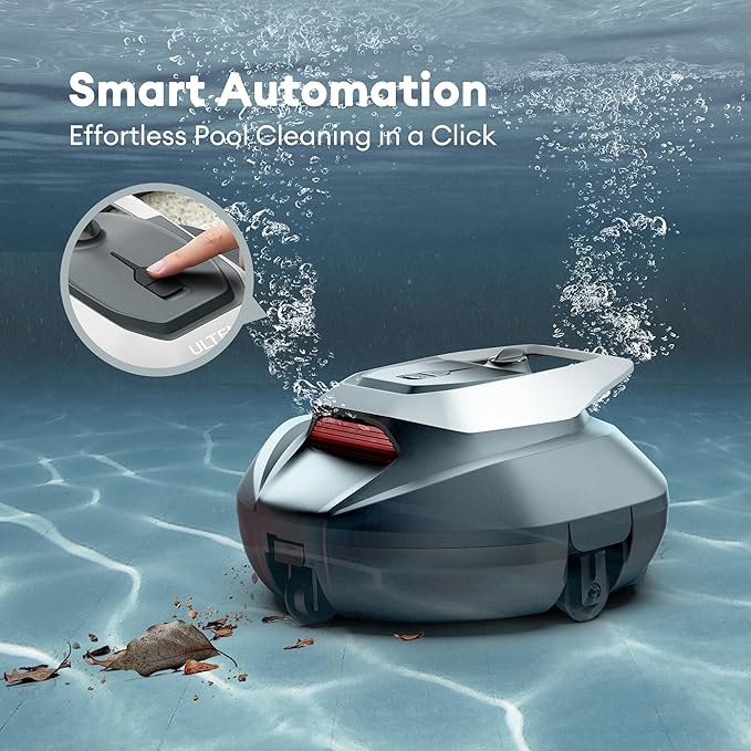 Robotic Pool Cleaner, Pool Vacuum for Above & In-Ground Pool, Dual-Motor Suction, 90Mins Runtime Automatic Self-Parking, 2.5h Fast Charging, Up to 850 Sq.ft, Pooleco S110