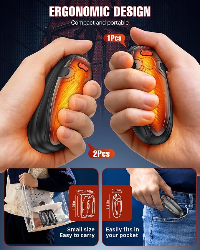 Hand Warmers Rechargerable 4 Pack - 14000mAh Electric AI Handwarmers with Charging Case, Magnetic 2 in 1 Pocket Heater, Stocking Stuffers, Gifts for Women/Christmas/Golf/Camping Accessories