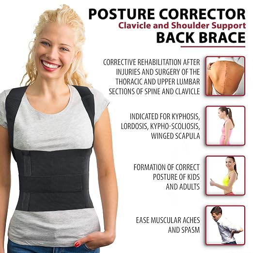 ORTONYX Comfort Posture Corrector Back Brace for Woman and Men, Scoliosis Hunchback Kyphosis Correction/XS