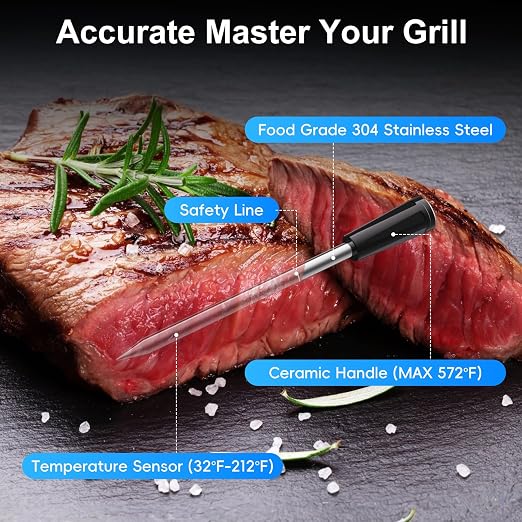 Newise Wireless Bluetooth Meat Thermometer - 2 Probes & App Control, Smart Digital Food Thermometer for Cooking, Smoker, BBQ, Fathers Day Girll Gifts for Men Husband Dad