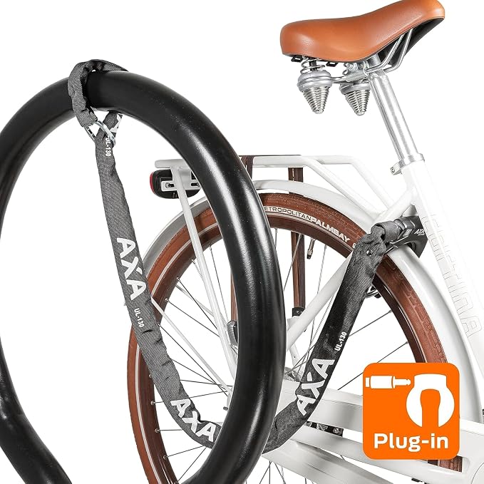 AXA ULC 130 Plug-in Chain Bike Lock, 130 cm (4.3 ft) Long, 5.5 mm Hardened Steel Links, Heavy Duty Anti-Theft E-Bike Security Chain, Compatible with AXA Ring & Frame Locks for Bicycles and Scooters