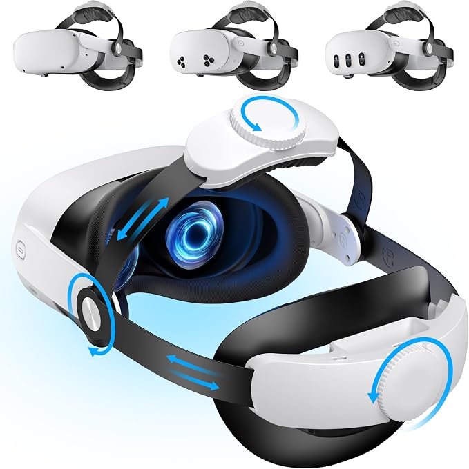 Head Strap for Meta Quest 2/3/3S - 4-Way Adjustable VR Headset Strap Replacement with Enhanced Support & Comfort Upgrade - Elite Strap Alternative for Oculus Gaming