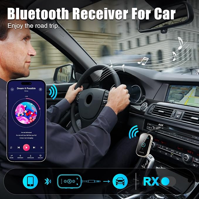 Ultra Bluetooth 5.4 Transmitter Receiver with CNC Metal & Glass – Airplane Bluetooth Adapter with Qualcomm aptX LL/HD, Works with 2 AirPods & Headphones, Wireless Audio Transmitter for Travel/TV/Gym