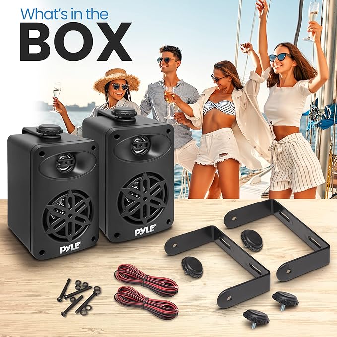Pyle Indoor Outdoor Speakers and Bluetooth Stereo Amplifier Bundle