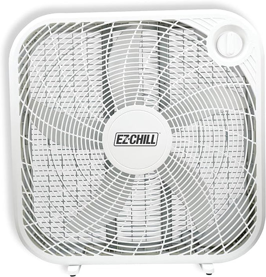 EZ-CHILL 20” Box Fan, 3 Speed Full-Force Air Circulation Window Fan, Floor Fan, Bedroom Fan, Ideal for Home, Bedroom & Office, MTNBF20