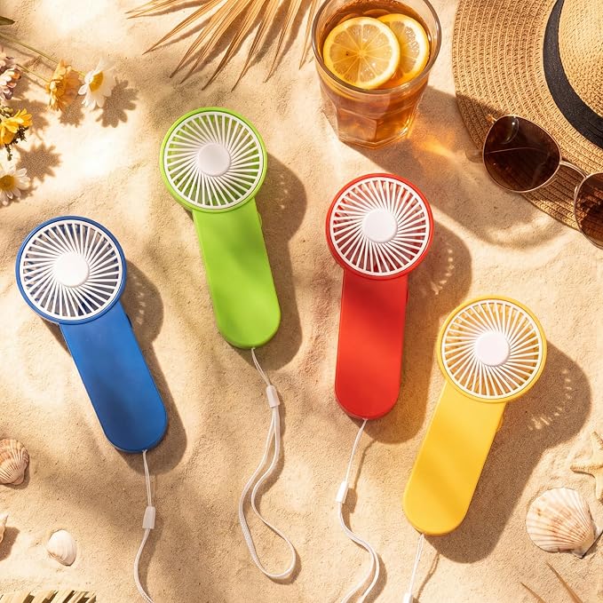 Sumind 6 Pcs Small Personal Portable Fan Mini Handheld Bulk 1 Speed Electric Cute Battery Powered for Neck Lash Makeup Women Men Travel Camping Indoor Outdoor Summer (6 Colors)