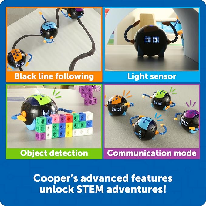 Learning Resources Cooper the STEM Robot Classroom Pack – Rechargeable Educational Coding Robot Toy for Elementary School, Coding Toys for Kids, Robotics Kits for Kids Age 5-7