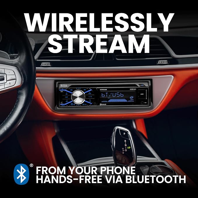 BOSS Audio Systems 508UAB Car Stereo - Single Din, Bluetooth, CD Player, AM/FM Radio Receiver, Aux-in, USB, Built-in Microphone