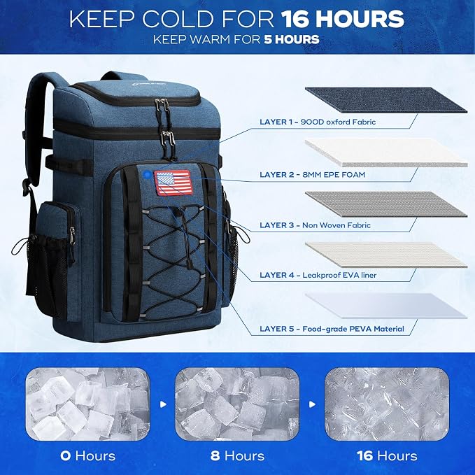 Maelstrom Backpack Cooler,Soft Lightweight Leakproof Cooler Backpack,Men Women 35/50 Can Insulated Cooler Bag,Keeps Hot/Cold for Up to 16 Hours,Perfect for Camping, Beach