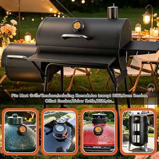 Bluetooth Smart Grill Gauge Thermometer with 2 Hub Meat Probes for Kamado Joe Grills Weber Smoker Offset Replacement Accessories,Universal Version Digital Grill Thermometer Real Time Monitoring