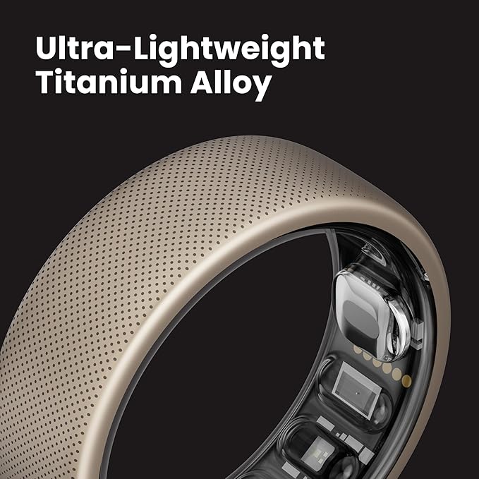 Amazfit Helio Smart Ring Health Tracker, Fitness Tracker Ring, No Subscription, Monitors Sleep, Heart Rate & Stress, Titanium Alloy, Fast 1.4-Hr Charging, Water-Resistant, Size Before You Buy(Size 10)