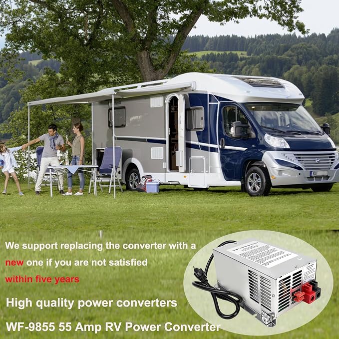 𝟐𝟎𝟐𝟔 𝐔𝐩𝐠𝐫𝐚𝐝𝐞 WF-9855 55 Amp Power Converter, Rv Power Converter, WF-9855-AD, Replace for RV Trailer Camper 9800 Series, WF-9855-AD, 55 Amp Power Converter for Rv, 5 Years Warranty