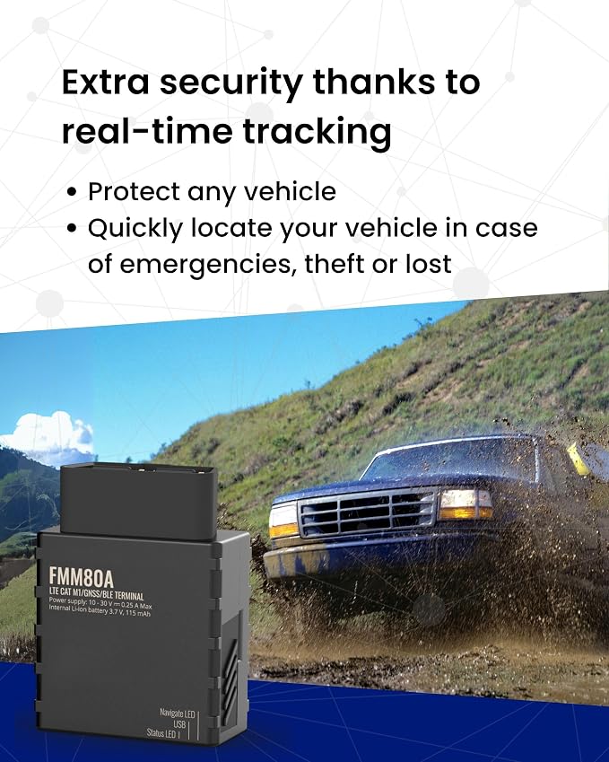 GPS Tracker for Vehicles — 4G LTE Real-Time Car & Truck Tracking Device with SIM Card Included, Plug & Play OBD Installation, Geofence & Speed Alerts, 30-Day Trial Included