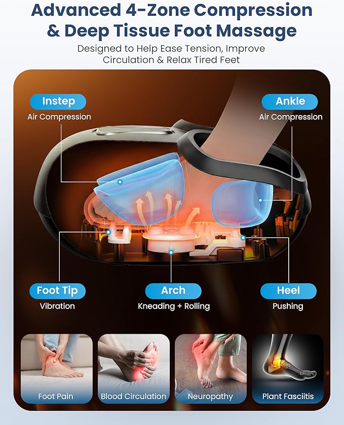 COMFIER [2026 Fathers Day Gift for Men,Shiatsu Foot Massager with Fast Heat,Kneading Rolling Compression,Extra Vibration, FSA Eligible HSA Store, Plantar Fasciitis,Neuropathy Pain, Bigger Size 13IN
