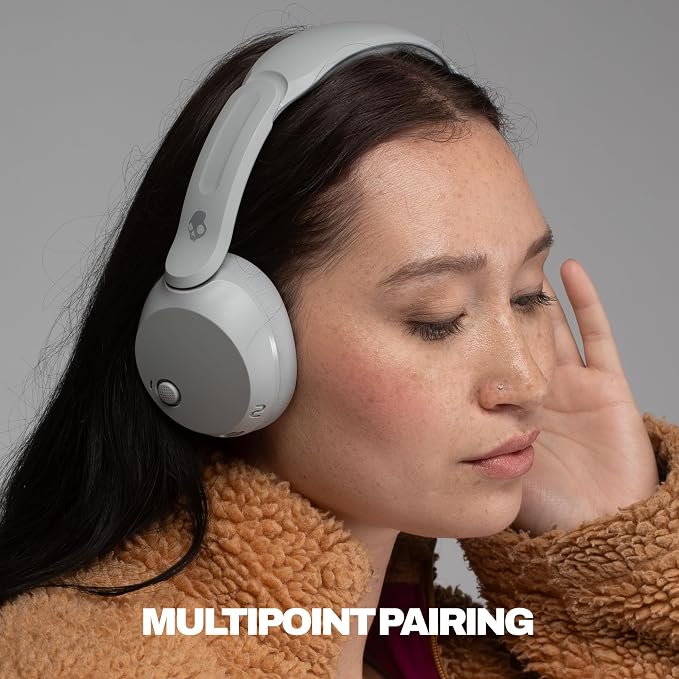Skullcandy Icon 180 Wireless On-Ear Bluetooth Headphones, Up to 50 Hours Battery, Lightweight and Travel Ready, Secure Fit, Sweat and Water Resistant, Microphone iPhone Android - Cement
