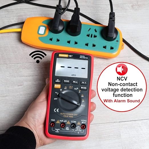 Auto Ranging Digital Multimeter TRMS 6000 with Battery Alligator Clips Test Leads AC/DC Voltage/Account,Voltage Alert, Amp/Ohm/Volt Multi Tester/Diode (Red)
