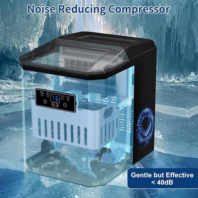 Ice Cube Maker, Counter Top Ice Maker with 2 Ways to Add Water, 33LBS/24H Ice Machine with Transparent Lid Perfect for Home, Office, Kitchen, RV, Basement Bars