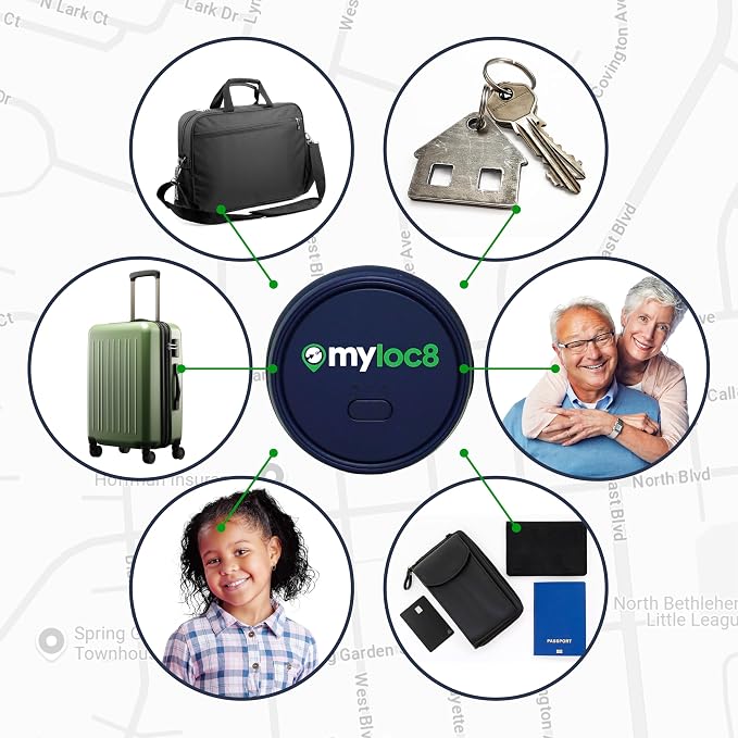 Highly Precise GPS Tracker for Keys, Backpack, Luggage & Kids – Built-in SIM, SOS Button - Smart Tag with Real-Time Tracking, Waterproof, iOS & Android Locator Device (Subscription Required)