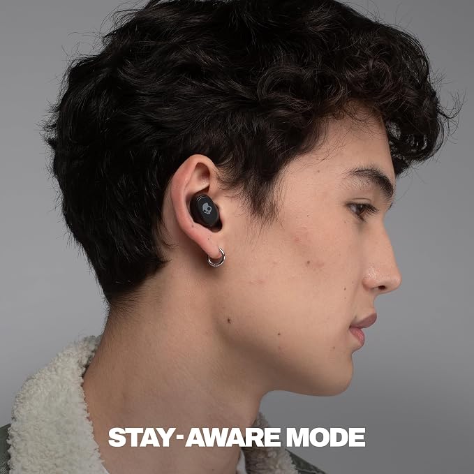 Skullcandy Dime 360 Wireless Earbuds, Bluetooth Headphones, Noise Isolating Fit, Up to 28 Hours Battery, Microphone for iPhone Android, Easy Carry with Clip-Anywhere Case - True Black