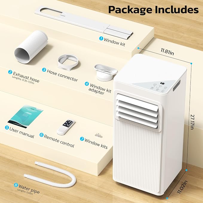 10000 BTU Portable Air Conditioners for Rooms up to 550 Sq Ft, Energy Saving Portable AC Unit with Remote Control & 24H Timer, Cool/Dry/Fan/Sleep, Installation Kits for Bedroom, Apartments