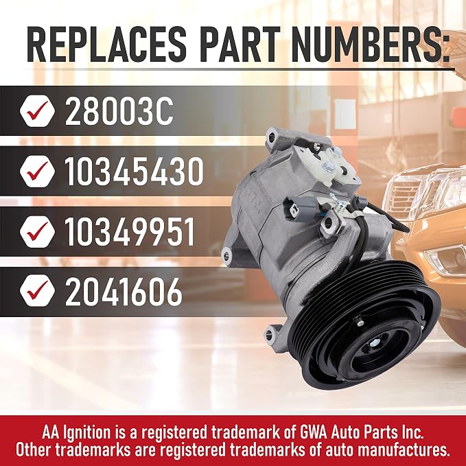 Replacement Car AC Compressor By AA Ignition - Compatible with Honda Accord Vehicles 2003-2007 2.4L - Replaces Part Numbers 28003C, 10345430, 10349951, 2041606-03, 04, 05, 06, 07