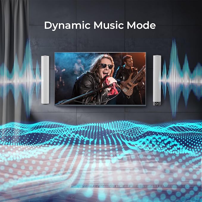 Sound Bar for Smart TV, 80W Soundbar with Bluetooth/ARC/Opt/AUX Connect, Dynamic Volume Boost, 3 Equalizer Modes, 2 in 1 Detachable Soundbar for TV/PC/Gaming/Projectors