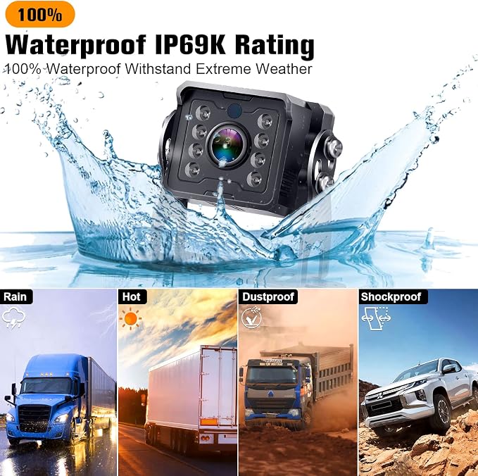 HD 1080P Wired RV Backup Camera System - with 170° Wide-Angle Lens, Night Vision, Waterproof IP69, Easy DIY Installation for RVs, Trucks, and Trailers by Rohent