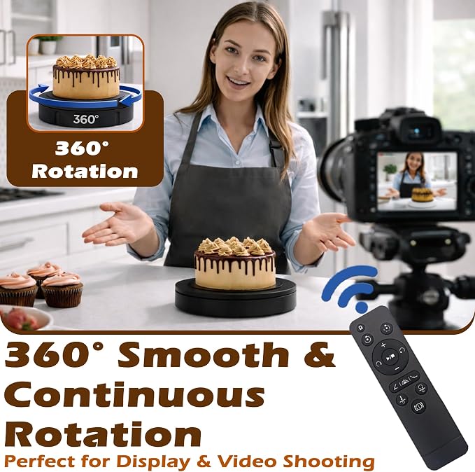 PROLEE Rotating Platform 12Inch/360lbs Capacity, 360 Degree Rotating Display Stand, Rotating Turntable for Photography, Remote Motorized Electric Turntable with 5 Colour Surface Covers and Carry Bag