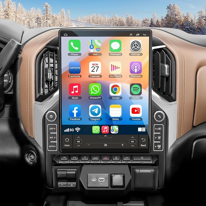 8-core 6G+128G Car Radio for Chevrolet Sliverado/GMC Sierra 2019 2020 2021, 15.6 Inch 2.5K IPS Touch Screen Upgrade Car Stereo with Carplay/Android Auto,GPS, WiFi, Bluetooth, FM