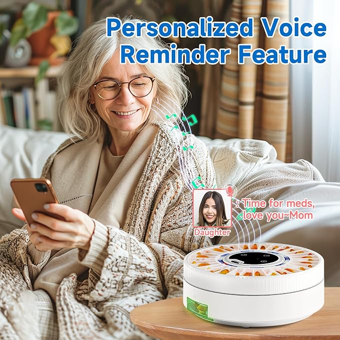 Zoksi Premium 31-Slot Automatic Pill Dispenser with Fingerprint & Key Lock, Smart Medication Organizer with Alarm & Light, Electronic Pill Organizer for Elderly & Forgetfulness