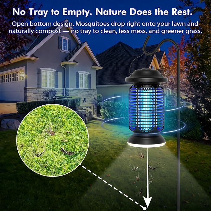 AMUFER Bug Zapper Outdoor & Indoor, Upgraded 18W Exclusive Blue-Violet Light with 2W LED Lamp, 100% Increase in Mosquito Control Effect, Coverage of 1/2-1 Acre, Fly Zapper for Patio, Backyard, Home
