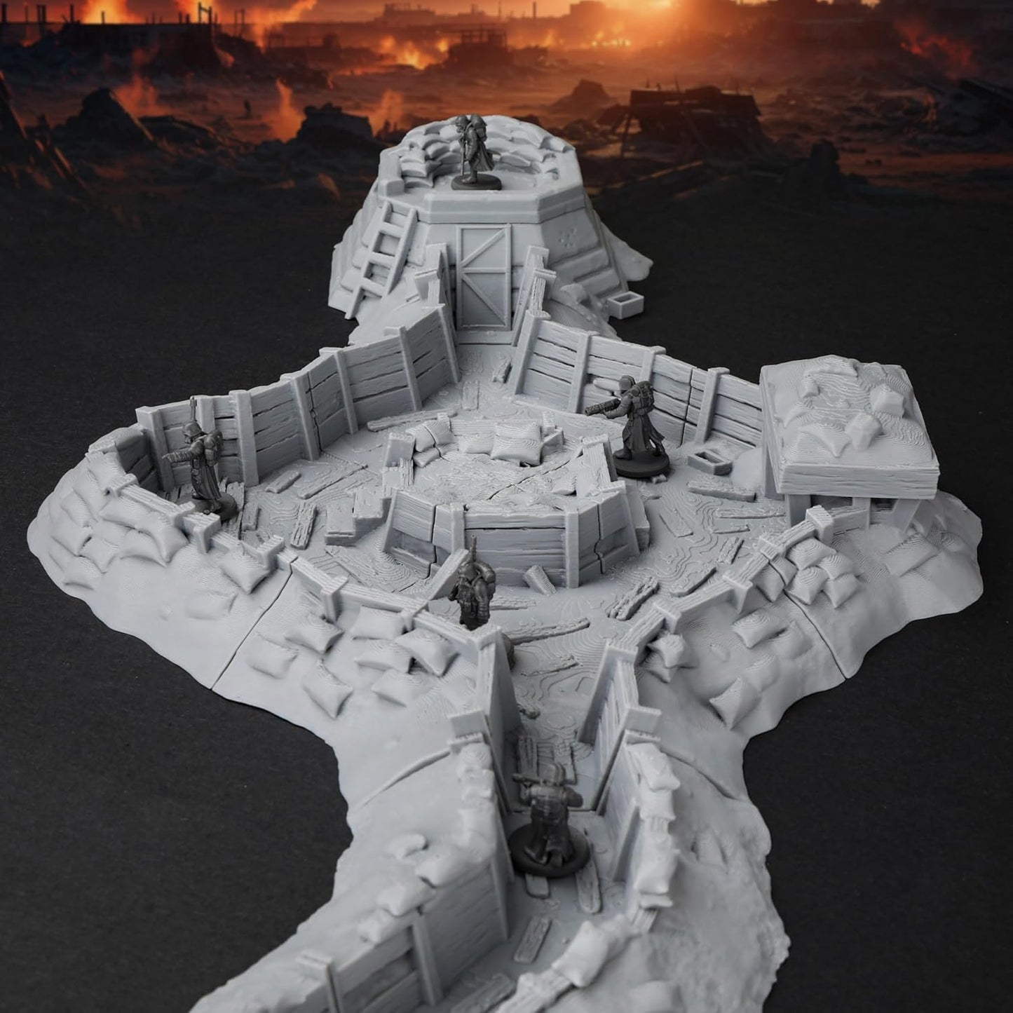 AUSPDICE RPG Terrain AF695 Trench Set – Modular Defensive Position for DND Map Layouts, Wargame Accessories, Dungeon Walls, and 28mm–32mm Miniature Tabletop RPG Games