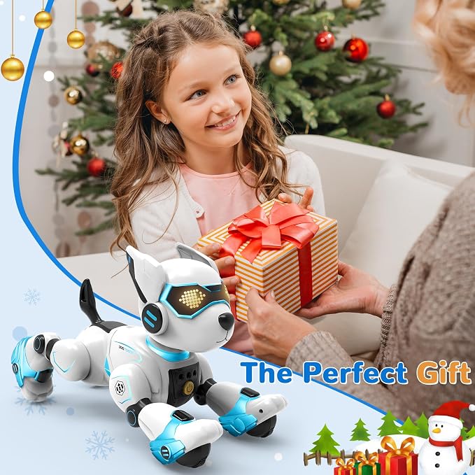 okk Robot Dog for Kids, Remote Control Dog and Touch Voice Interactive, Programmable Robot with lmitation Show, Sing Dance Electronic Pet, Smart Gesture Sensing Puppy Gift for Boys Girls