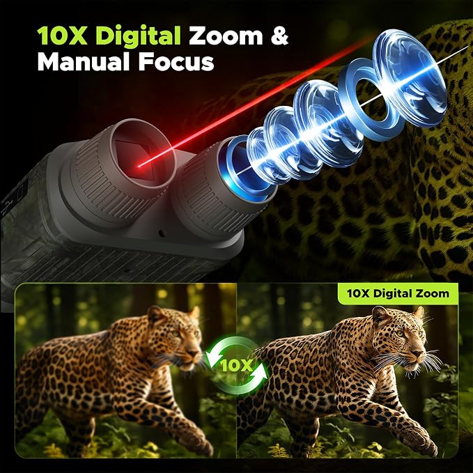 Night Vision Goggles, 4K Night Vision Binoculars, Infrared Digital Night Vision with 3'' HD Screen & 10X Digital Zoom, 5000mAh Battery and 32GB TF Card, Tech Gadgets Telescope for Camping